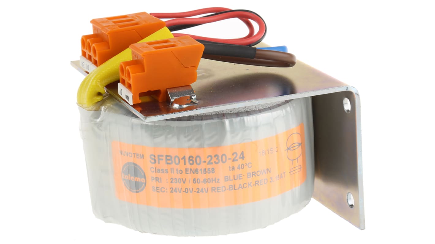 Transformador toroidal Nuvotem Talema, SFB0160-230-24, Tensión ±24V ac, Potencia 160VA, 1 salida, Panel