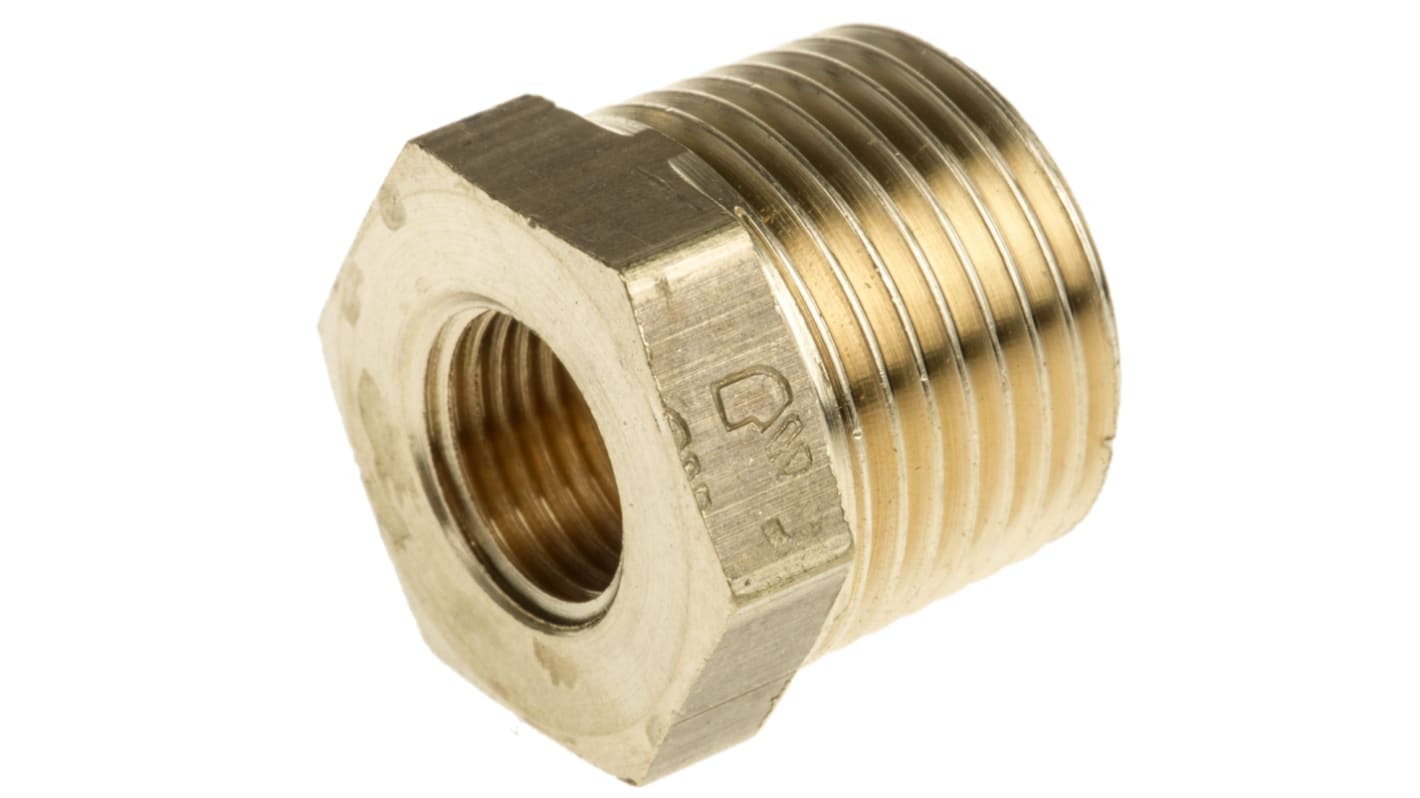 Legris Brass Pipe Fitting, Straight Threaded Reducer, Male R 3/8in to Female G 1/8in