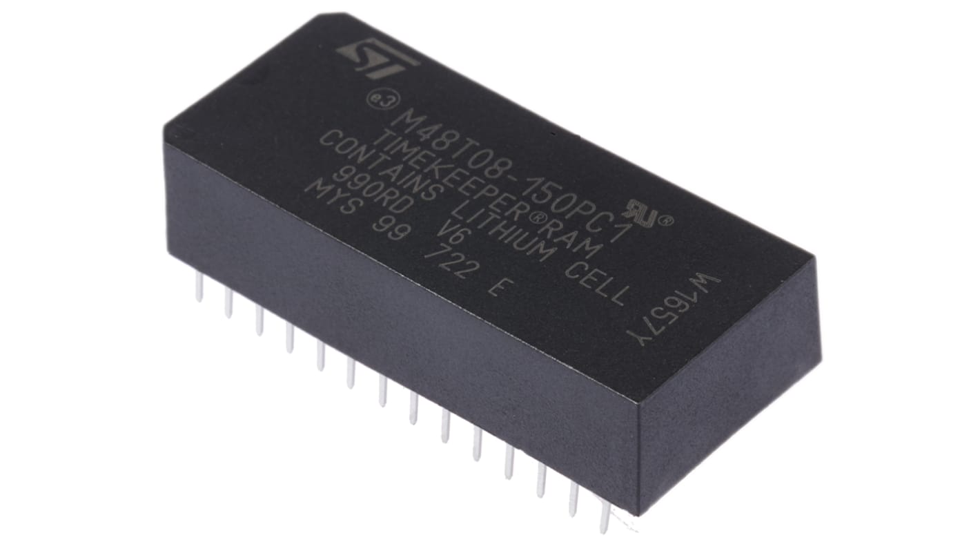 NVRAM STMicroelectronics M48T08-150PC1, 28 pines, PCDIP, 64kbit, 150ns, Montaje en orificio pasante, 4,75 V a 5,5 V