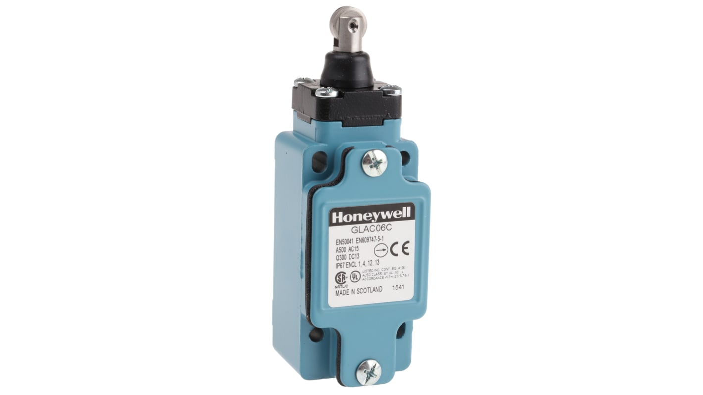 Honeywell GLA Series Plunger Limit Switch, 2NC, IP67, Die Cast Zinc Housing, 500V ac Max, 10A Max