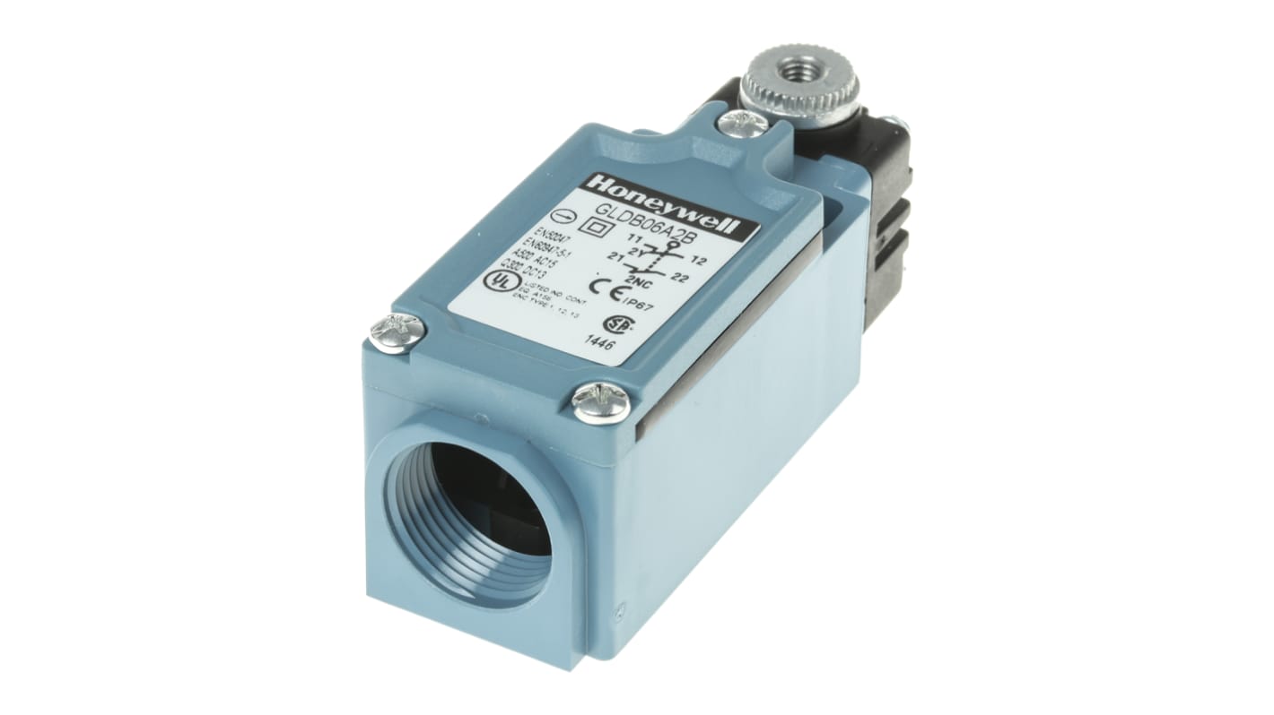 Honeywell GLD Series Adjustable Roller Lever Limit Switch, 2NC, IP66, DPST 2NC, Thermoplastic Housing, 300V ac Max, 10A