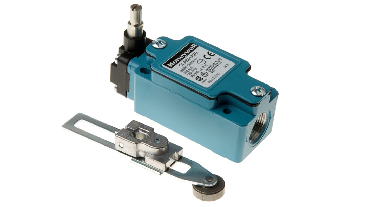 Honeywell GLA Series Adjustable Roller Lever Limit Switch, NO/NC, IP67, SPDT, Die Cast Zinc Housing, 600V ac Max, 6A Max