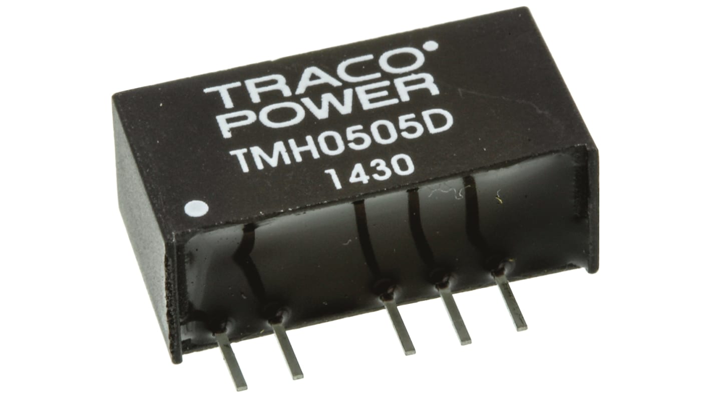 TRACOPOWER TMH DC-DC Converter, ±5V dc/ ±200mA Output, 4.5 → 5.5 V dc Input, 2W, Through Hole, +85°C Max Temp
