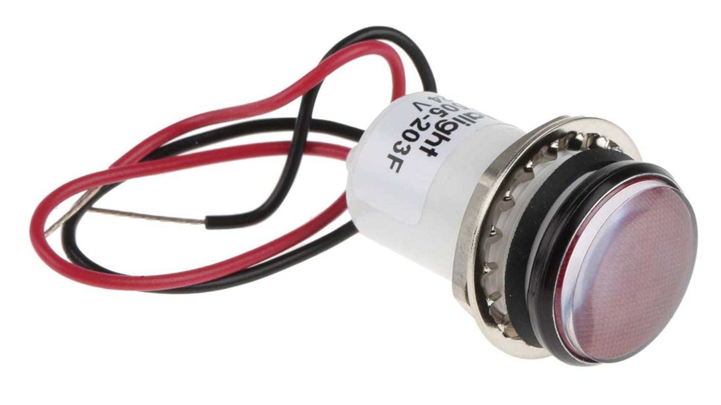 Indicador LED Dialight, Rojo, lente enrasada, Ø montaje 17.5mm, 24V dc, 20mA