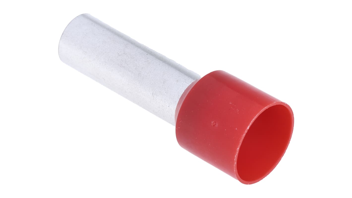 RS PRO Insulated Crimp Bootlace Ferrule, 25mm Pin Length, 8.7mm Pin Diameter, 35mm² Wire Size, Red