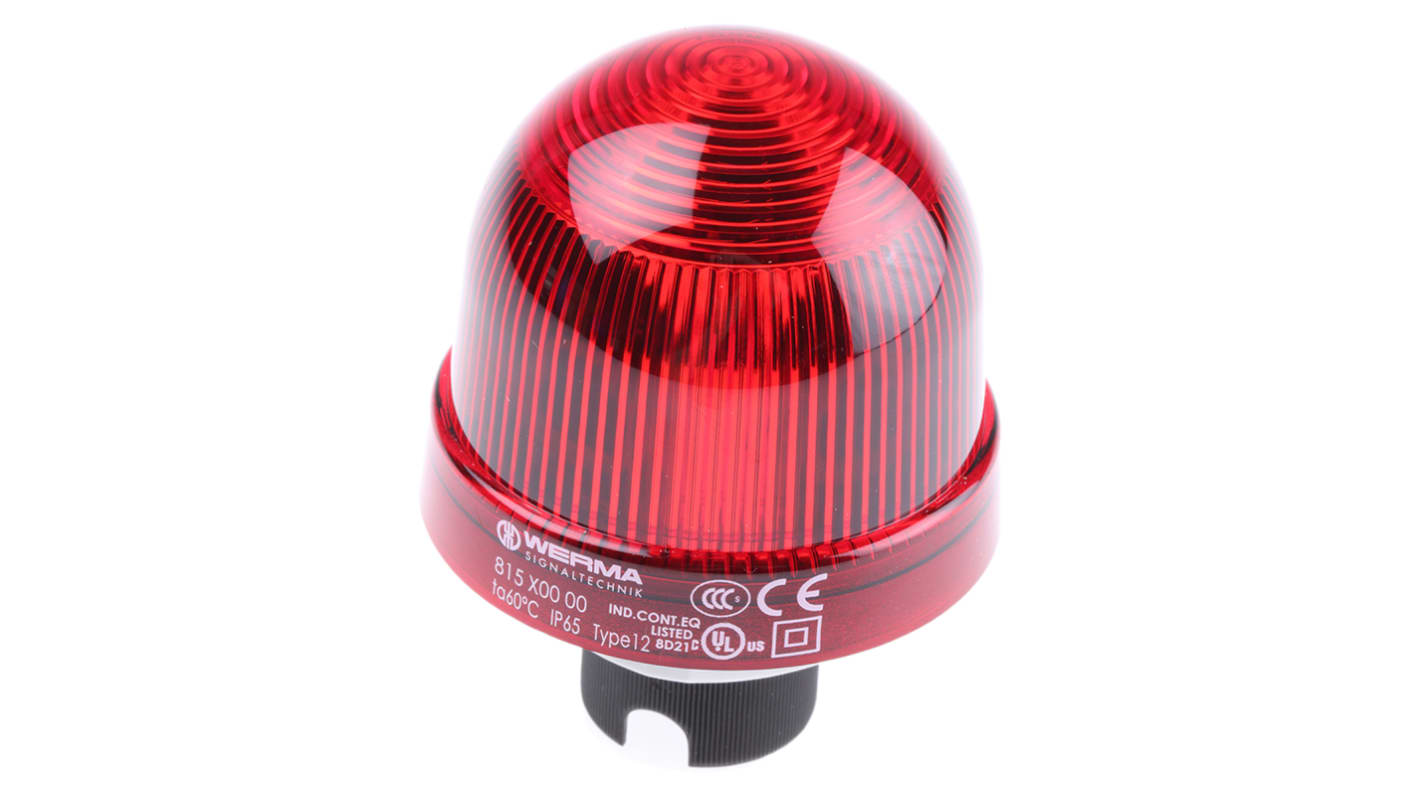 Werma EM 815, Glühlampe Dauer Signalleuchte Rot, 12 → 230 V AC/DC, Ø 75mm x 97mm