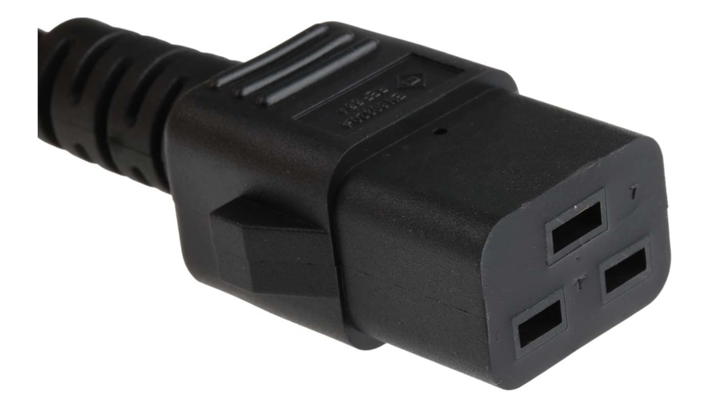 RS PRO Konfektioniertes Stromkabel, A IEC C19 / Buchse, B UK-Stecker Typ G / Stecker, 13 A, 2m Schwarz,  250 V