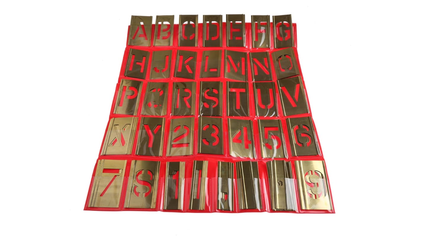 AT Brown Schablone (Buchstaben und Zahlen), Messing, 51mm, 105 Stück