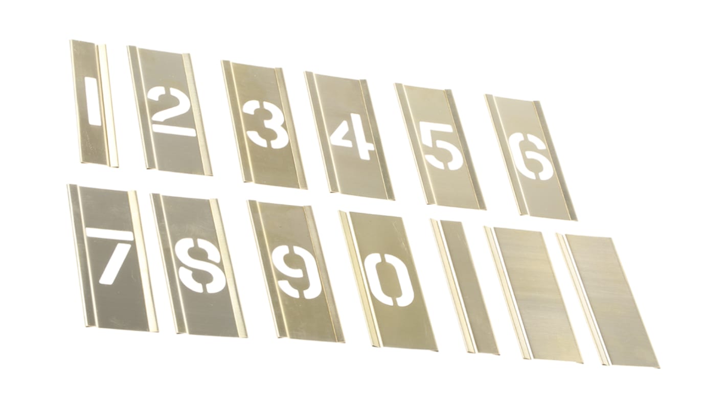 AT Brown 13 Piece Brass Stencil Numbers, 25mm Character Height