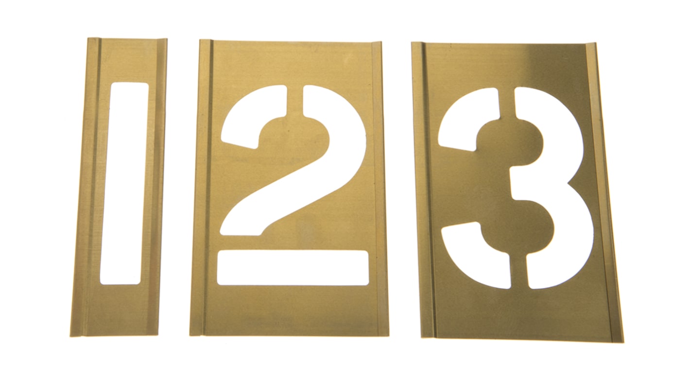 AT Brown 13 Piece Brass Stencil Numbers, 76mm Character Height