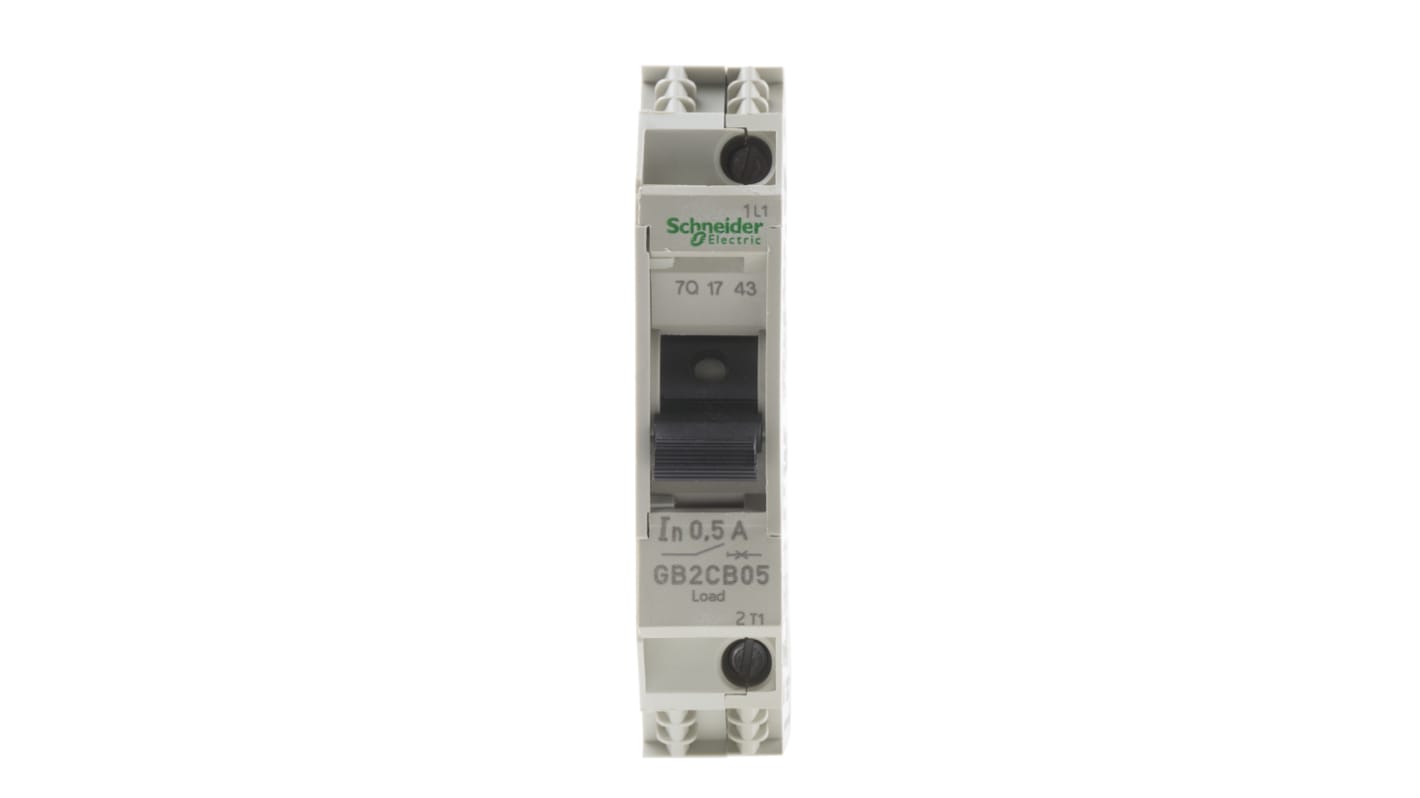 Schneider Electric Thermal Circuit Breaker - GB2 Single Pole 277V ac Voltage Rating DIN Rail Mount, 500mA Current Rating