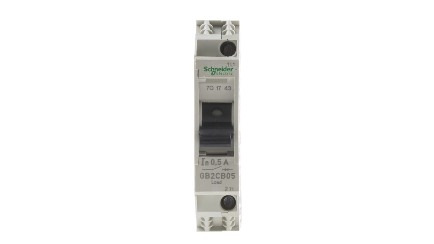 Disyuntor térmico / Disyuntor magnetotérmico Schneider Electric GB2 de 1 polo, 277V ac, 500mA