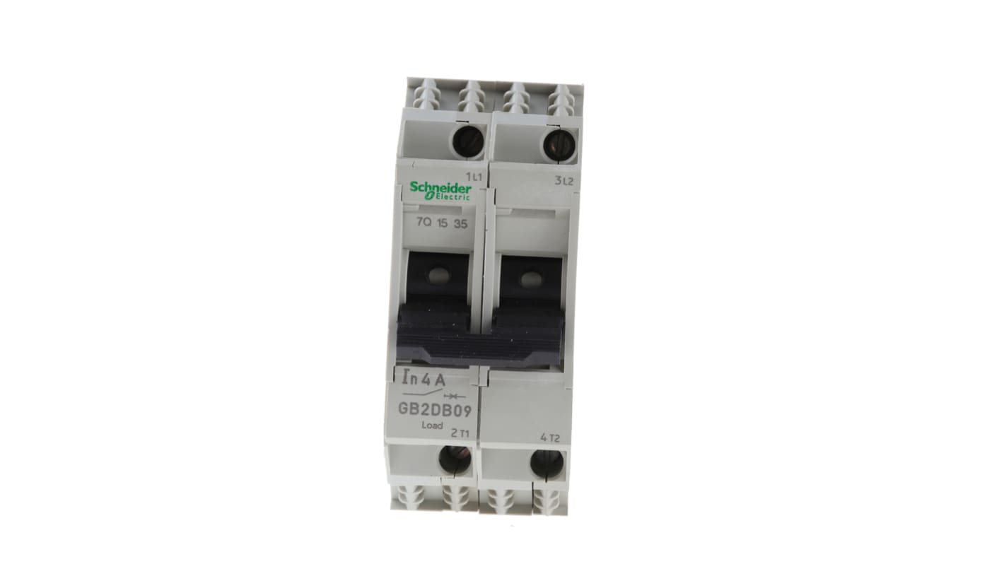 Schneider Electric Thermal Circuit Breaker - GB2 2 Pole 277V ac Voltage Rating DIN Rail Mount, 4A Current Rating