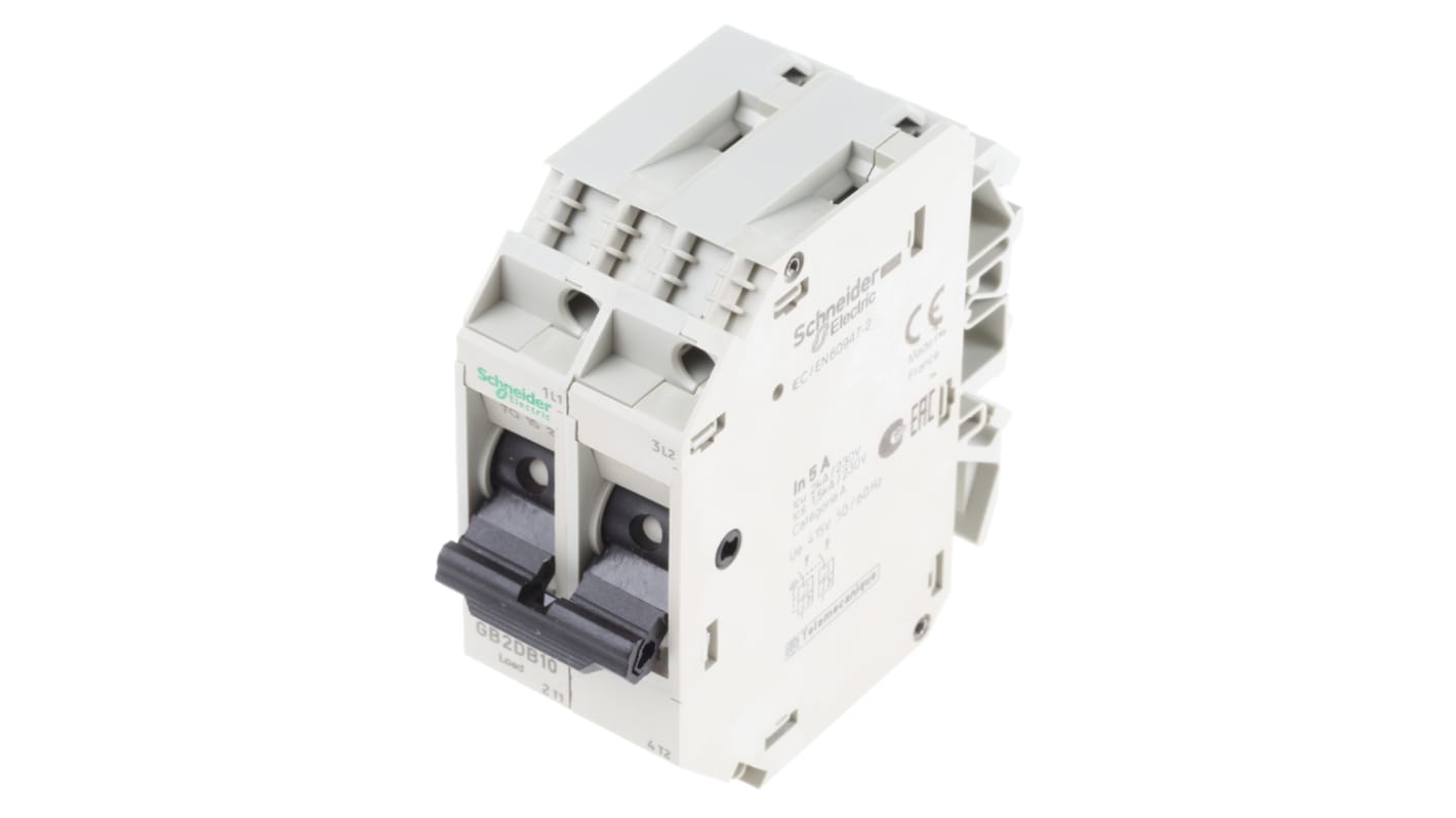 GB2DB10 Schneider Electric Thermal Circuit Breaker GB2 2 Pole 277V ac Voltage Rating DIN