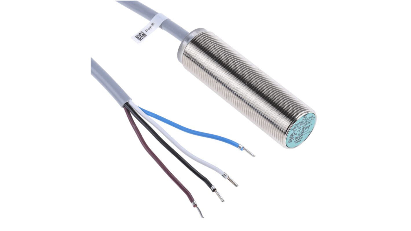 Pepperl + Fuchs Inductive Barrel-Style Proximity Sensor, M18 x 1, 5 mm Detection, NPN Output, 10 → 30 V dc, IP67