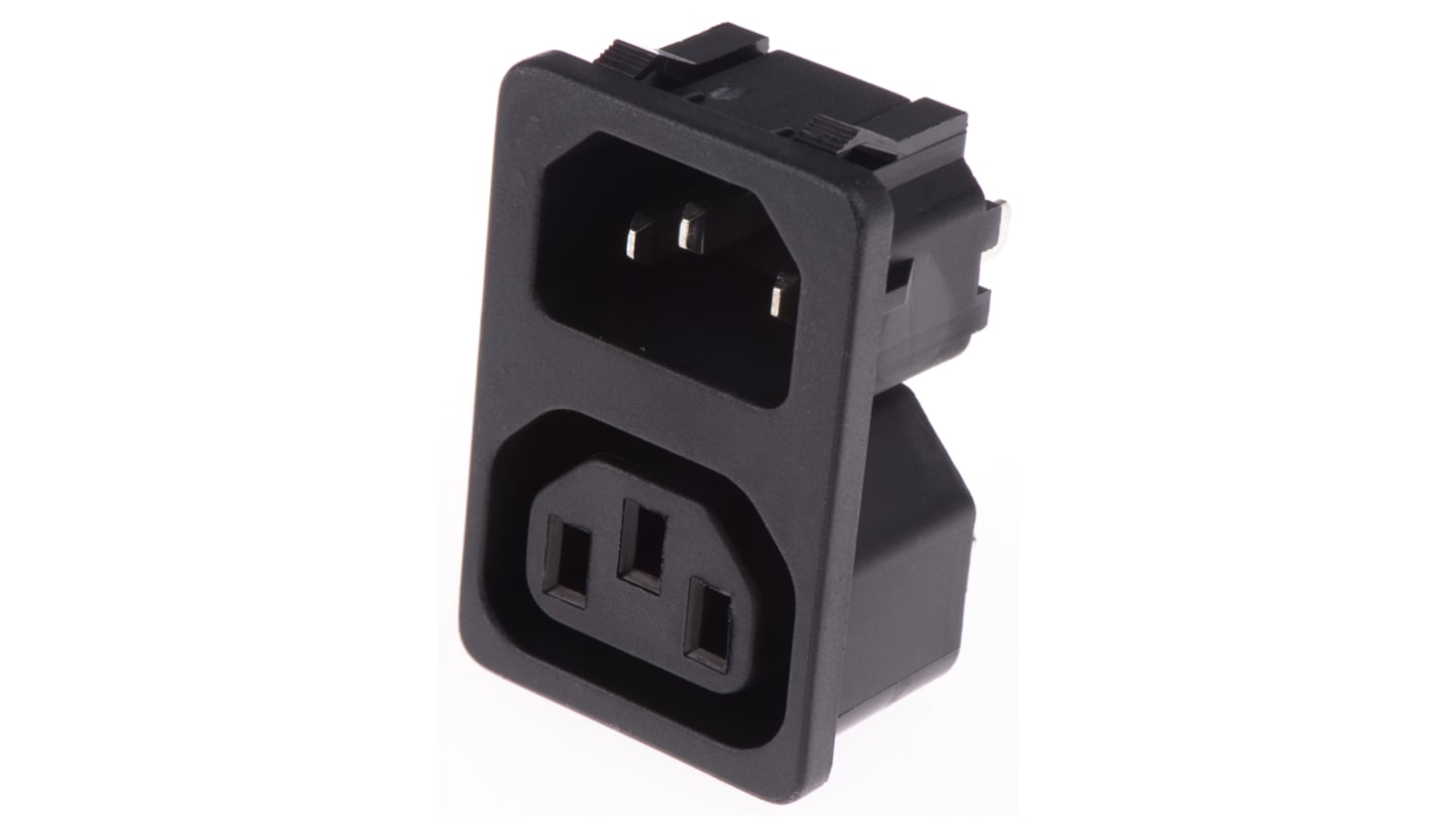 Conector IEC C13, C14 Hembra, Macho Schurter, Encaje a Presión, 250 V, 10A