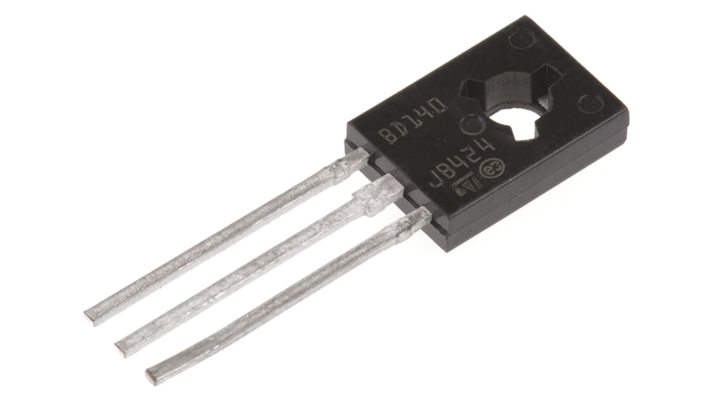 Transistor, BD140, PNP -3 A -80 V SOT-32, 3 pines, Simple