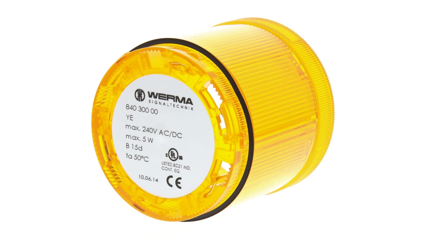 Flash Werma, série 840, Jaune, 12 → 240 V c.a./c.c., KombiSIGN 70