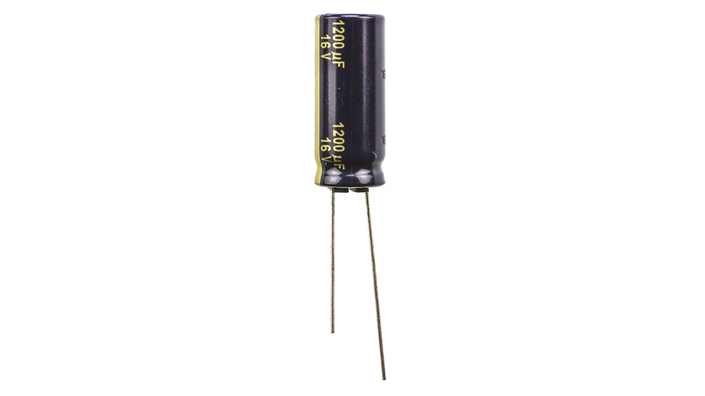 Panasonic 1200μF Aluminium Electrolytic Capacitor 16V dc, Radial, Through Hole - EEUFC1C122