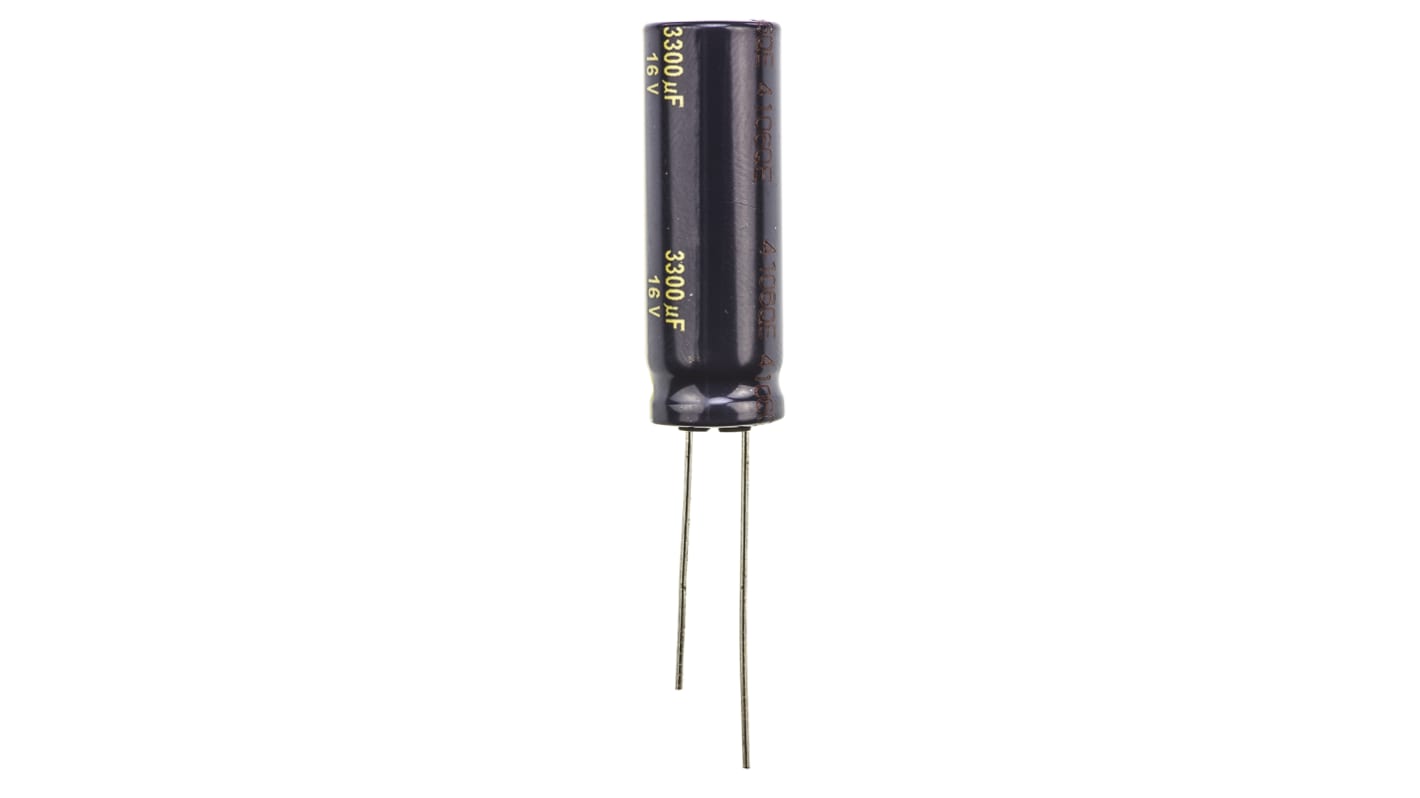 Panasonic 3300μF Aluminium Electrolytic Capacitor 16V dc, Radial, Through Hole - EEUFC1C332