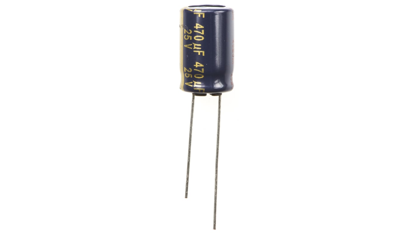 Panasonic FC, THT Aluminium-Elektrolyt Kondensator 470μF ±20% / 25V dc, Ø 10mm x 16mm, bis 105°C