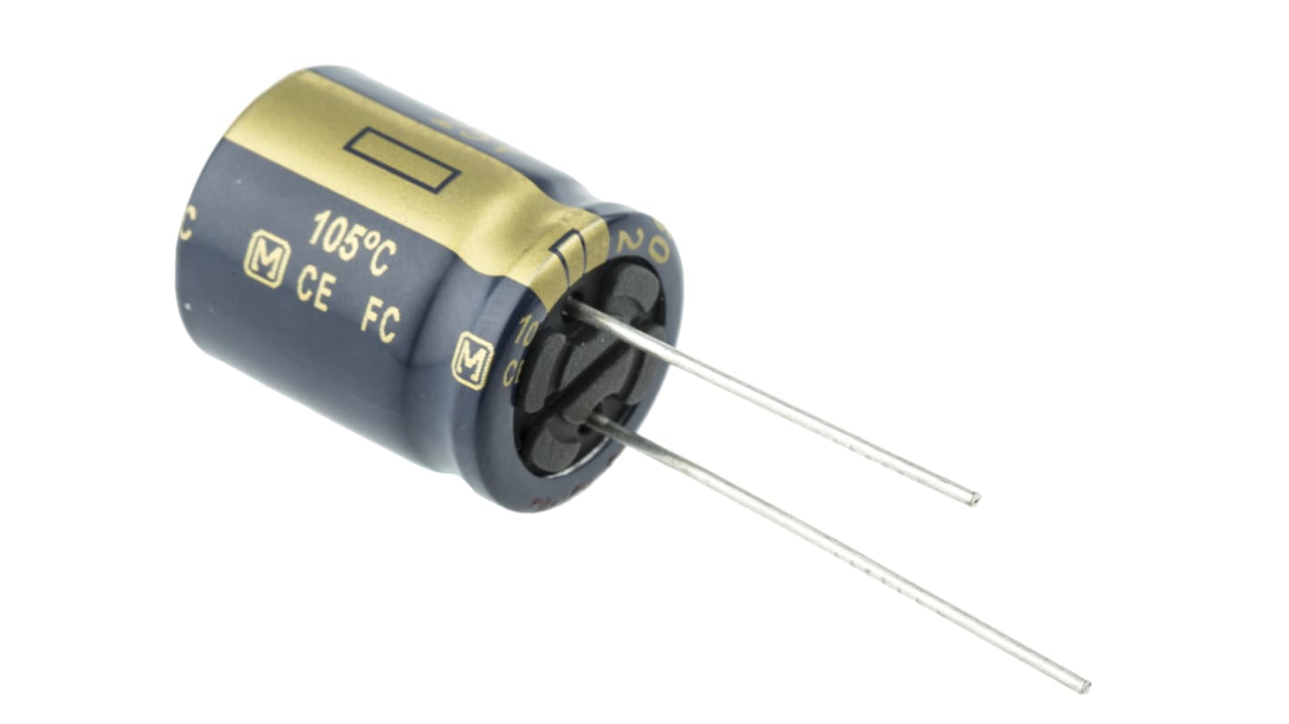 Panasonic FC, THT Aluminium-Elektrolyt Kondensator 1800μF ±20% / 25V dc, Ø 16mm x 20mm, bis 105°C