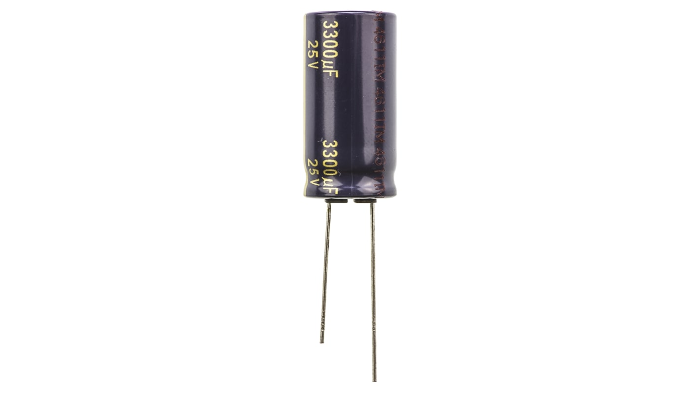 Panasonic 3300μF Aluminium Electrolytic Capacitor 25V dc, Radial, Through Hole - EEUFC1E332