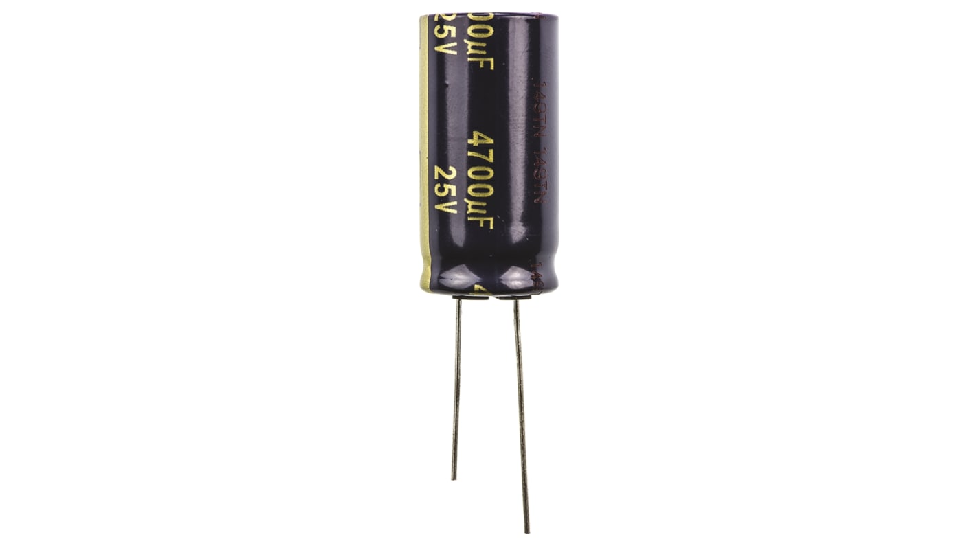 Panasonic FC, THT Aluminium-Elektrolyt Kondensator 4700μF ±20% / 25V dc, Ø 18mm x 35.5mm, bis 105°C