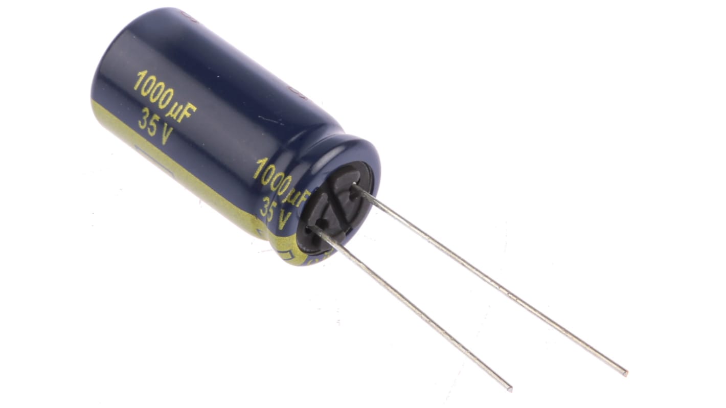 Condensador electrolítico Panasonic serie FC Radial, 1000μF, ±20%, 35V dc, Radial, Orificio pasante, 12.5 (Dia.) x