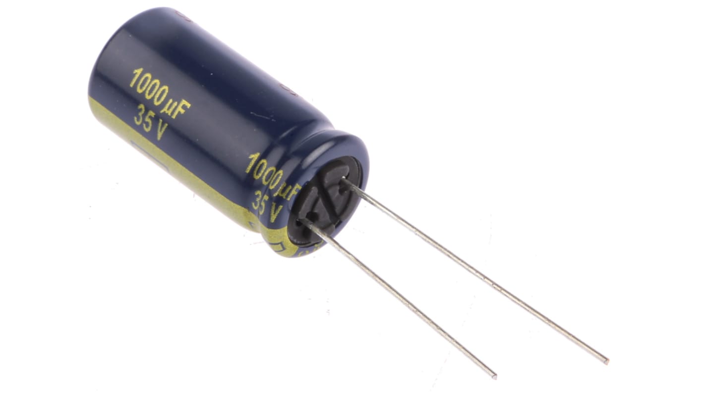 Panasonic 1000μF Aluminium Electrolytic Capacitor 35V dc, Radial, Through Hole - EEUFC1V102