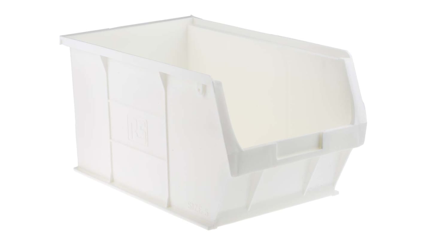 Bac de rangement RS PRO Blanc en PP, 181mm x 205mm x 350mm