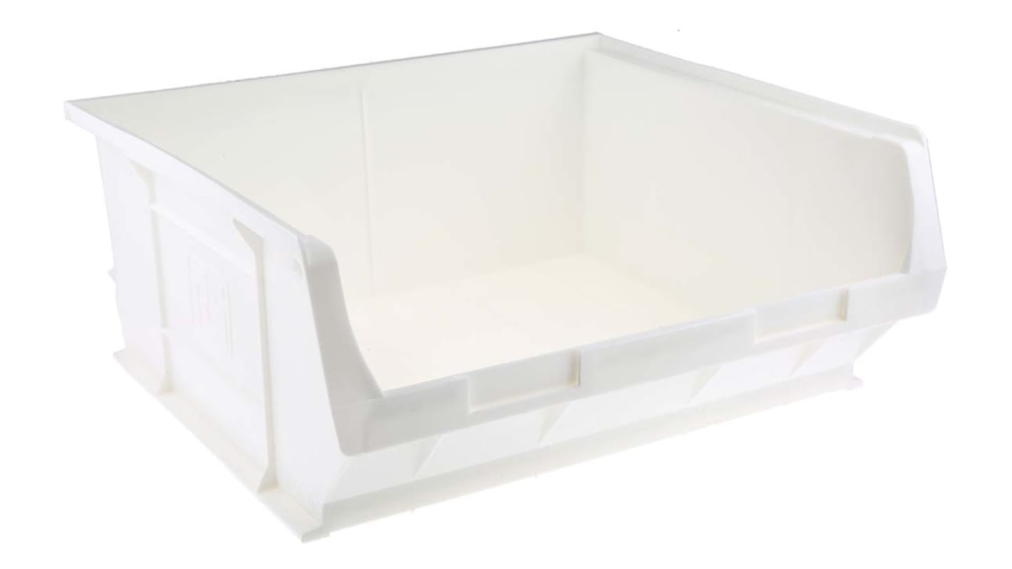 RS PRO PP Storage Bin, 180mm x 419mm, White