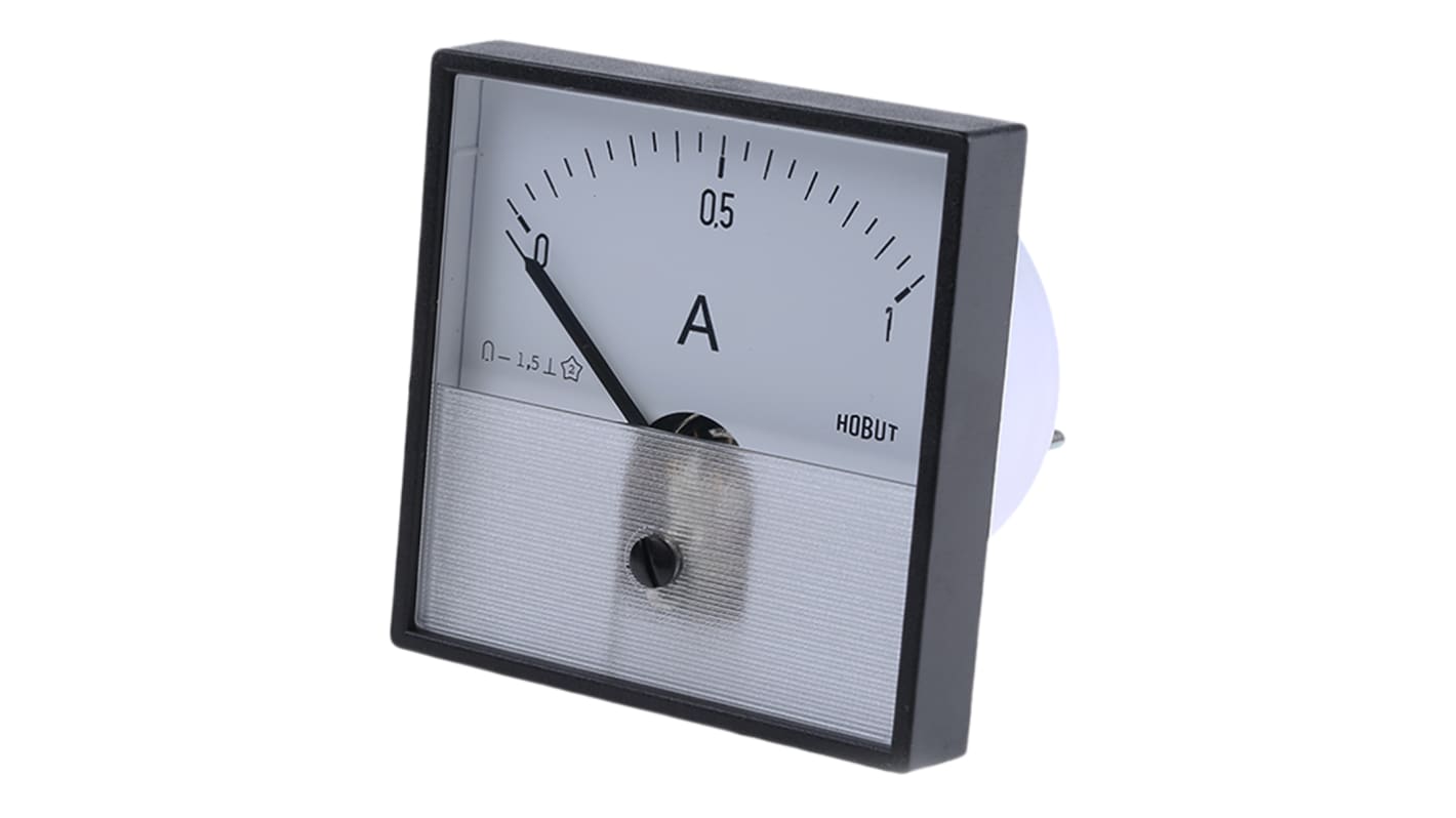 HOBUT PD72MC Analogue Panel Ammeter 0/1A Direct Connected DC DC, 72mm x 72mm Moving Coil