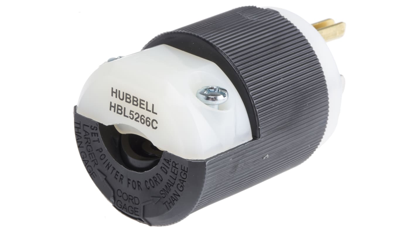 Hubbell Netzstecker Kabel, 2P+E, NEMA 6 - 20P, 125 V / 15A Schwarz, für USA