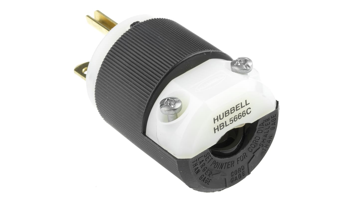 HBL5666C Hubbell USA Mains Plug, 15A, Cable Mount, 250 V RS
