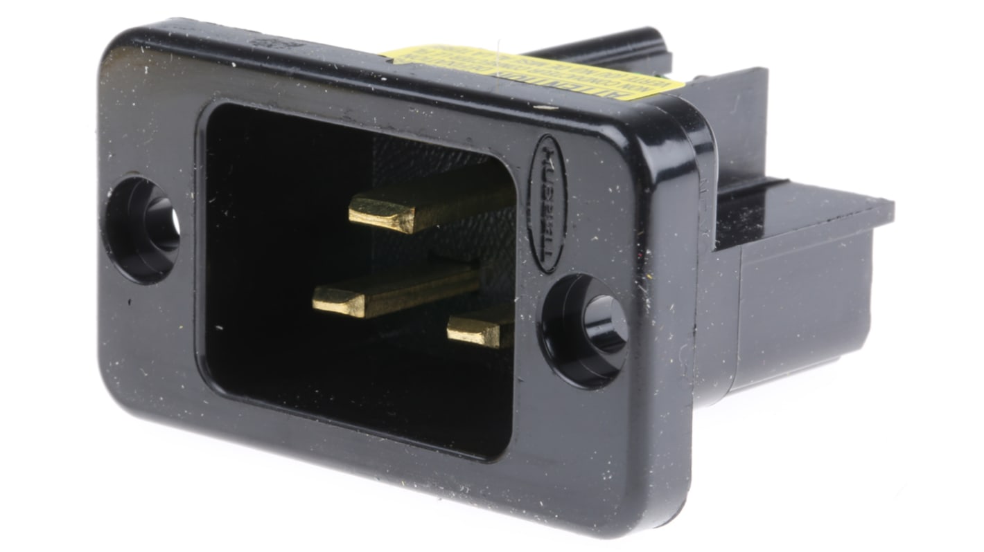 Hubbell C20 Panel Mount IEC Connector Male, 20A, 250 V