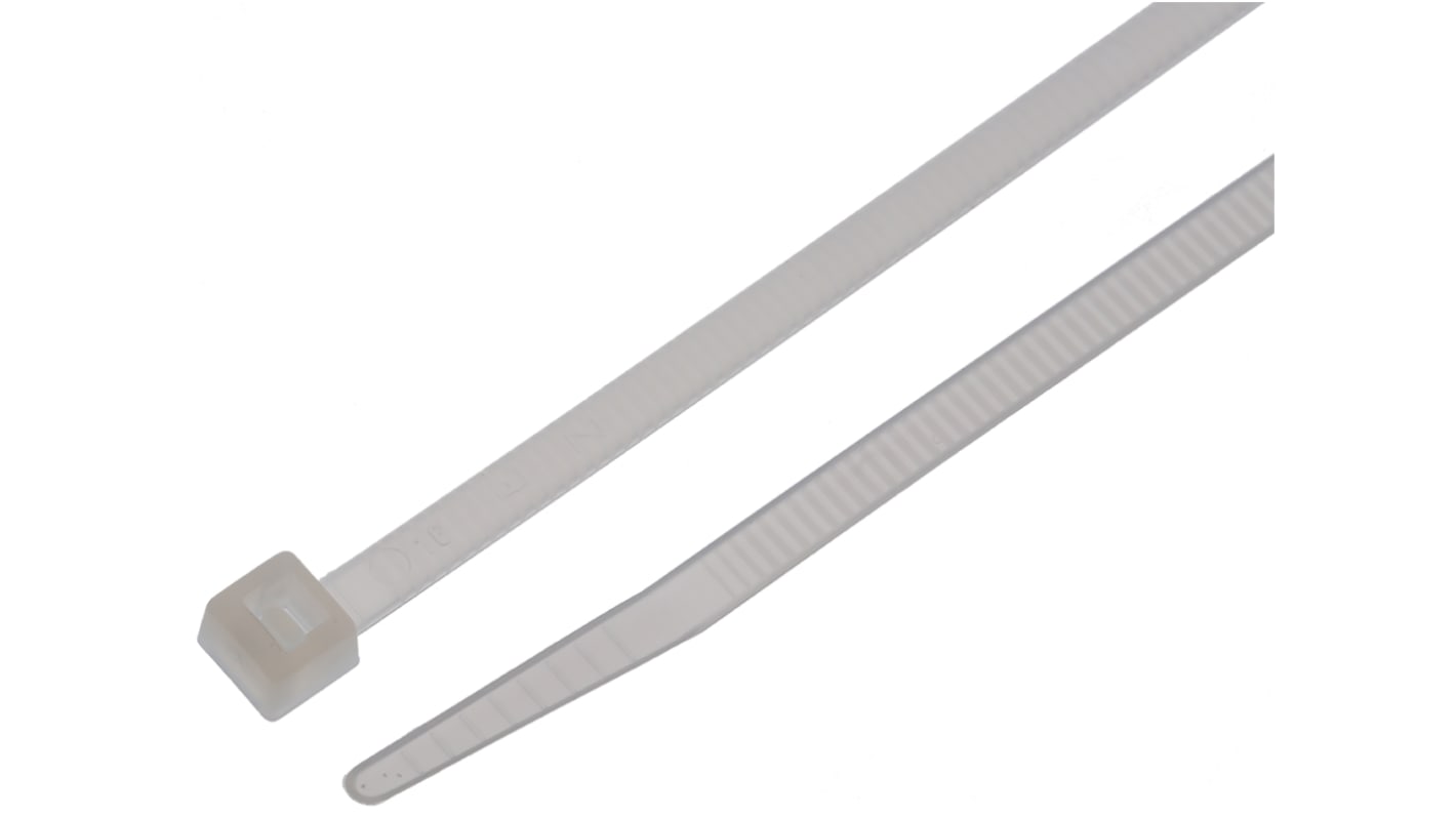 RS PRO Cable Tie, Standard, 150mm x 3.6 mm, Natural Nylon, Pk-100