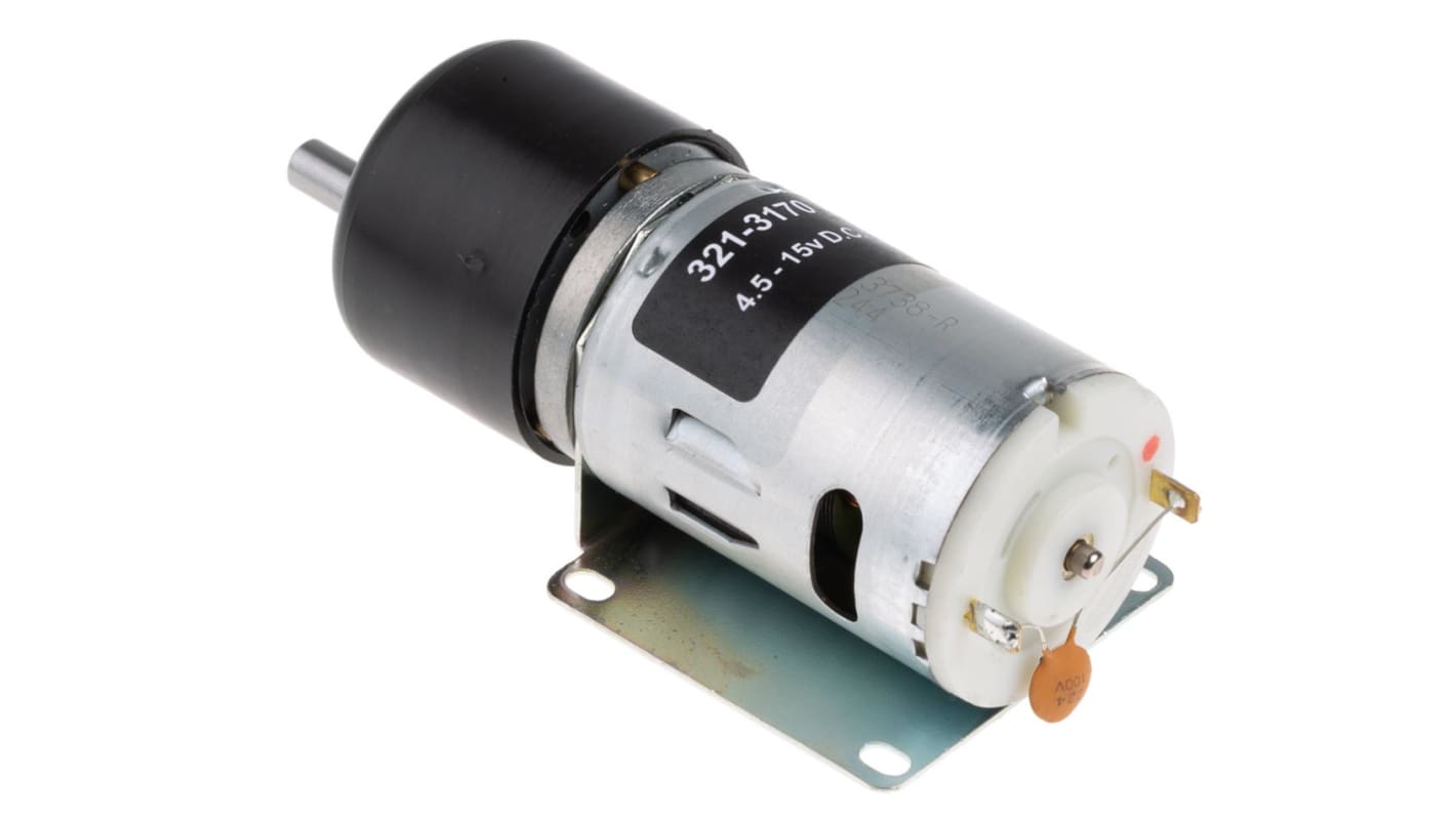 DC gearmotor, Børstegear, Hastighed: 15 o/min., 19,8 W, 12 V dc, 2,75 A