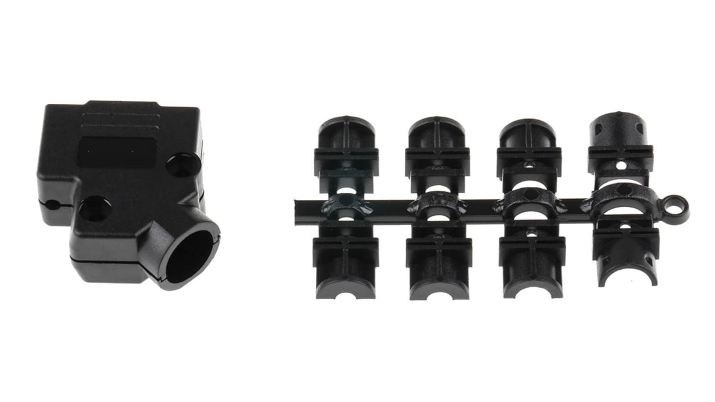 MH Connectors MHD45PPK Series ABS Angled D Sub Backshell, 9 Way, Strain Relief