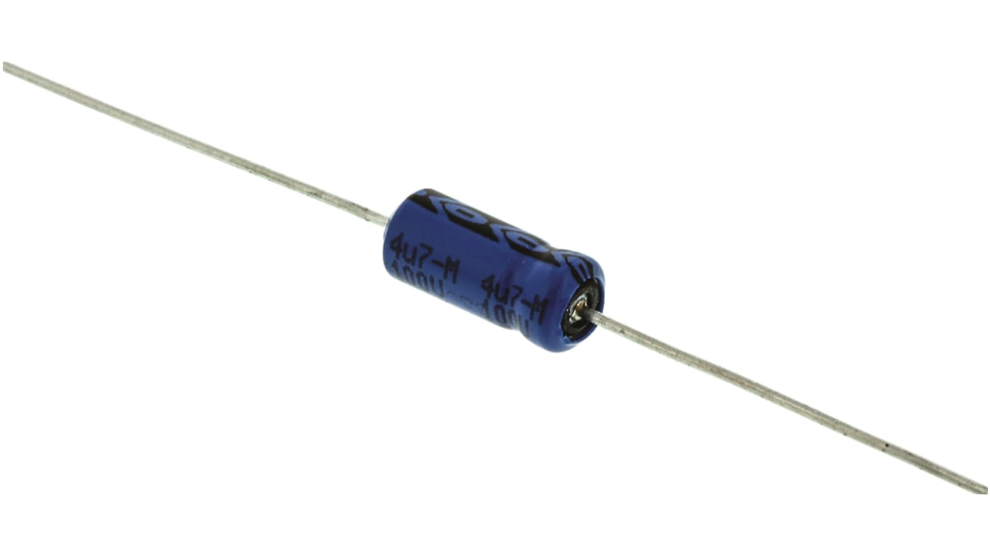 Vishay 021 ASM, THT Alu Kondensator, Elko 4,7μF ±20%, 100Vdc, Ø 4,5mm x 10mm, –40 → +85 °C