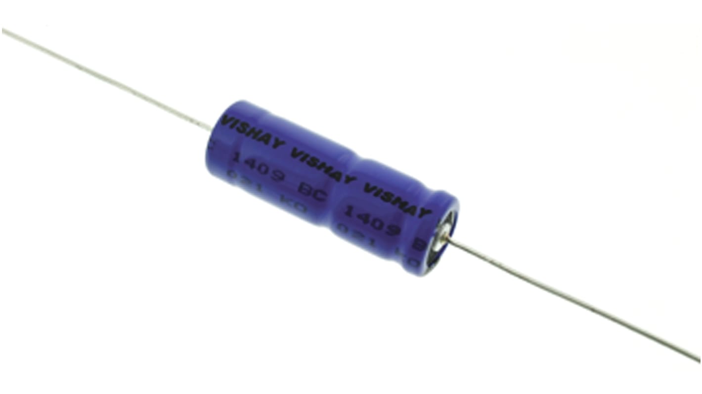 Vishay 021 ASM, THT Alu Kondensator, Elko 100μF ±20%, 100Vdc, Ø 10mm x 30mm, –40 → +85 °C