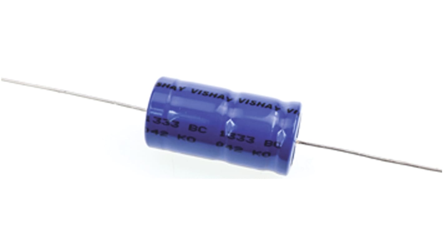 Condensador electrolítico Vishay serie 042 ASH, 22μF, -10 → +50%, 450V dc, Axial, Orificio pasante, 15 (Dia.) x