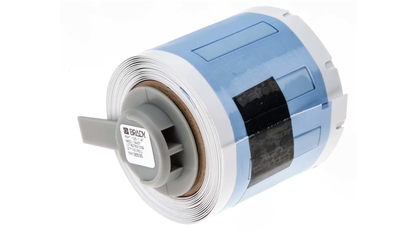 Brady R4310 White Heatshrink Labels, 25.4mm Width, 5.97mm Height, 100 Qty