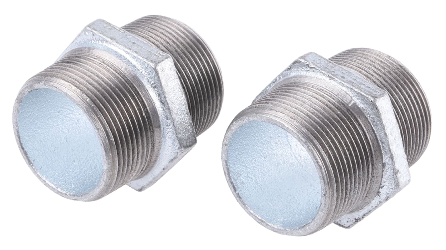 Georg Fischer Malleable Iron Fitting Hexagon Nipple, 1-1/2 in BSPT Male (Connection 1)