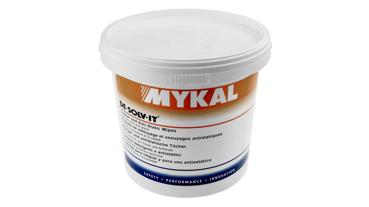 Mykal Industries Antistatische Tücher, Weiß, 280 x 280mm, 150 Tücher pro Packung