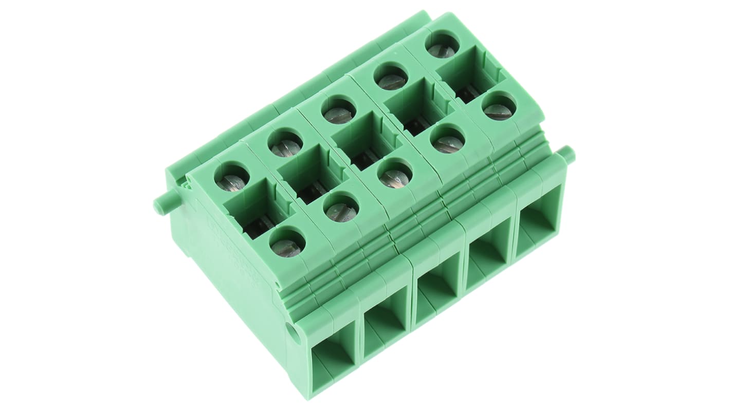 Borne para PCB Hembra Phoenix Contact de 1 vía , paso 10mm, 76A, de color Verde, montaje Montaje en orificio pasante,