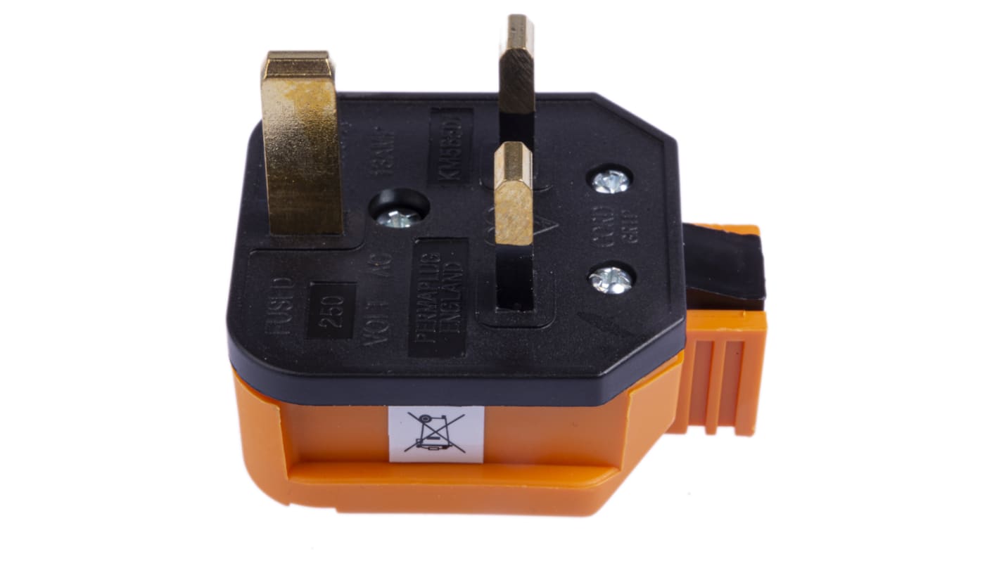 Planet-Wattohm Netzstecker Kabel, 2P+E Britisch, 250 V / 13A Orange, für UK