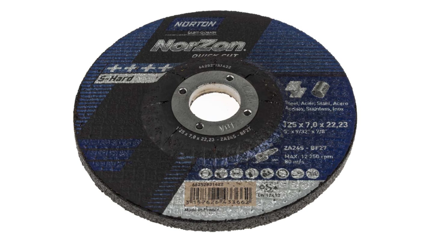 66252831422 Norton Grinding Disc Zirconium Grinding Disc, 125mm x 7mm