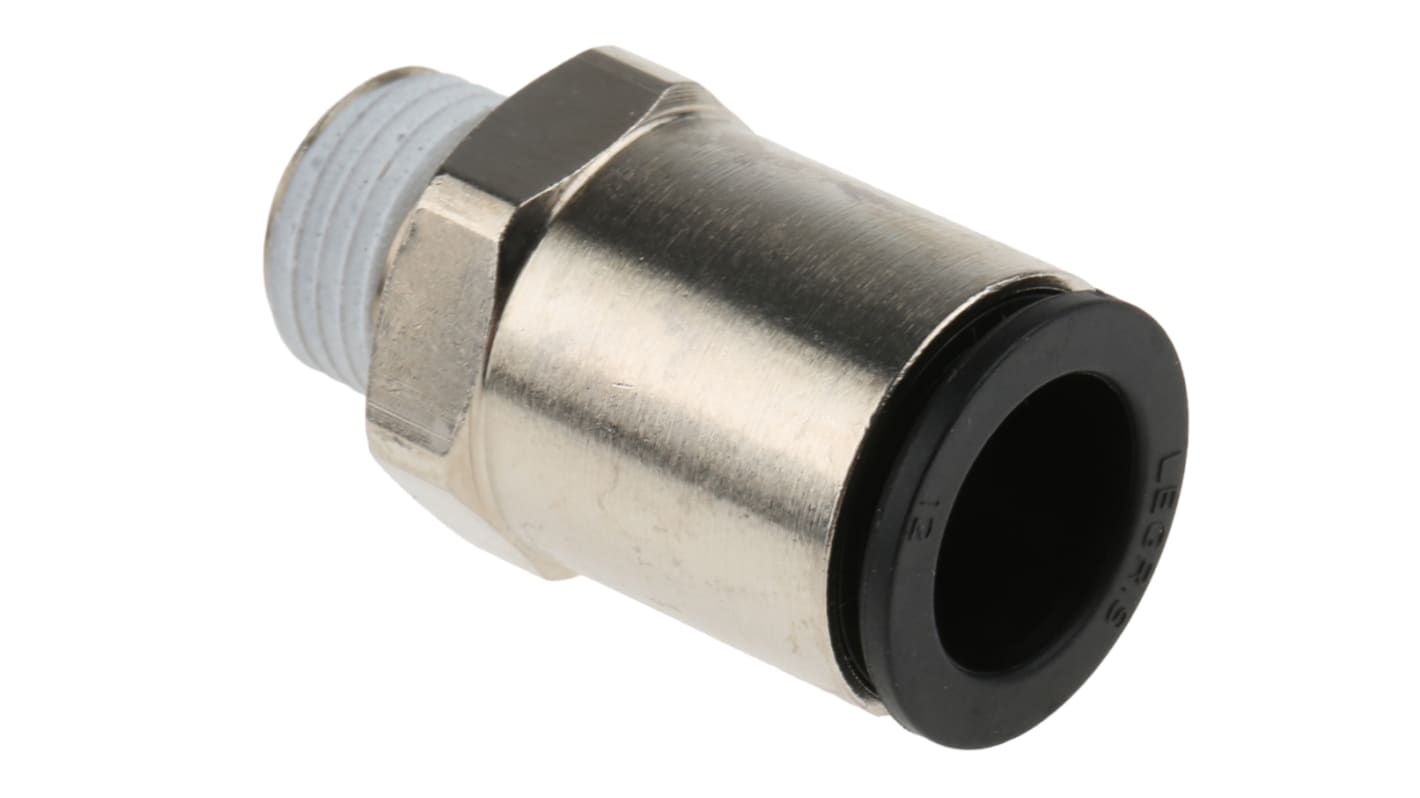 Legris LF3000 Series Straight Threaded Adaptor, R 1/4 Male to Push In 12 mm, Threaded-to-Tube Connection Style