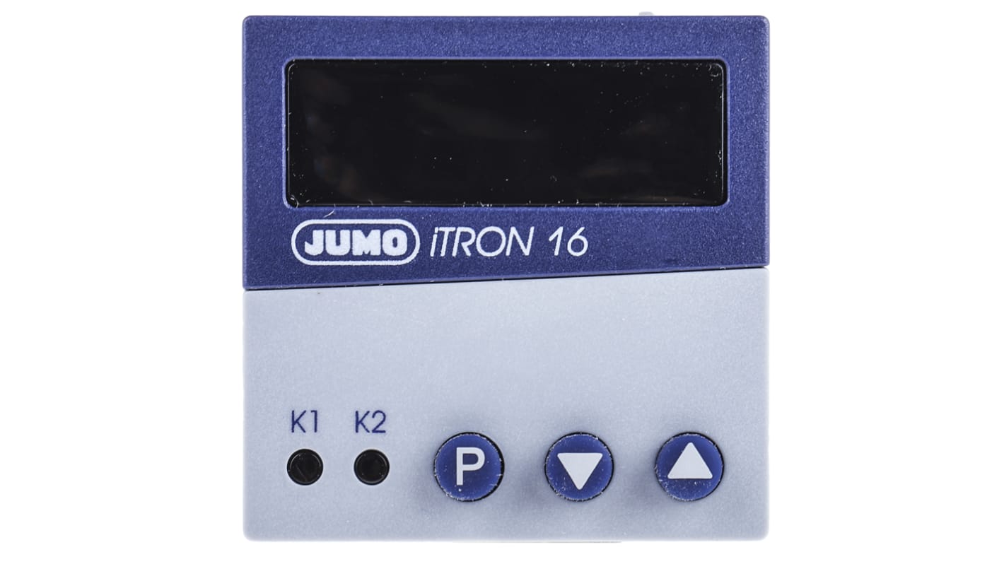 Jumo iTRON PID Temperature Controller, 48 x 48 (1/16 DIN)mm 1 (Analogue) Input, 2 Output Logic, Relay, 110 → 240